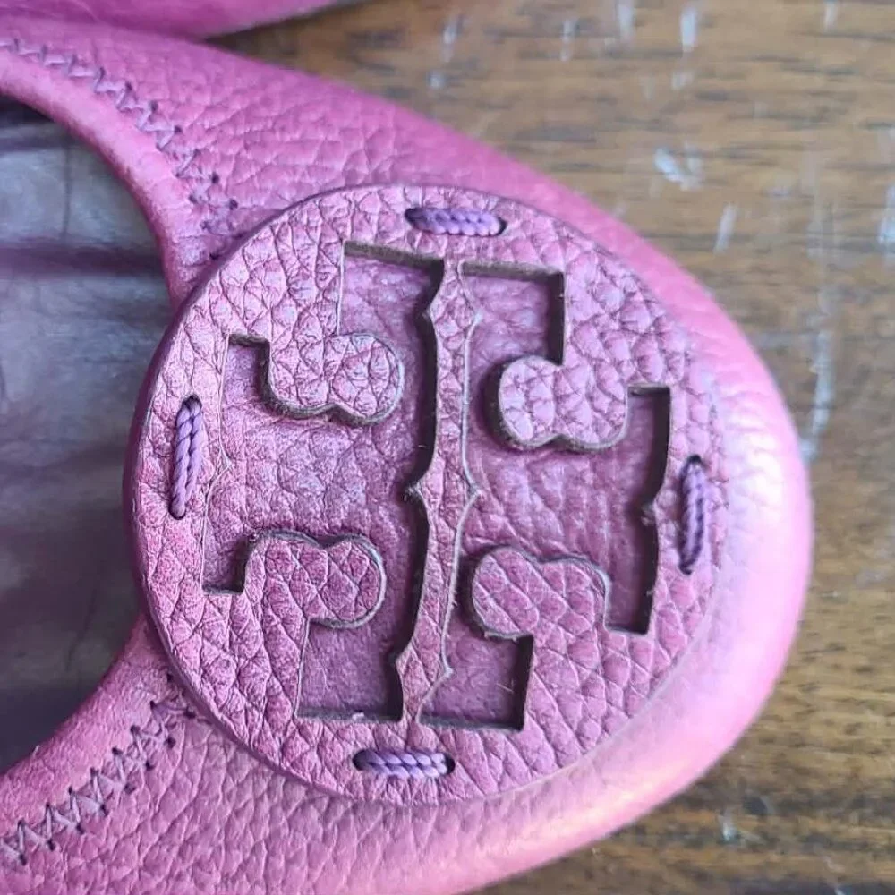 Tory Burch Burgundy Reva Leather Flats size 8 1/2M